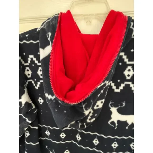 Tipsy Elves Reindeer Holiday Christmas Fleece Pajamas Jumpsuit Size XL - Picture 4 of 9